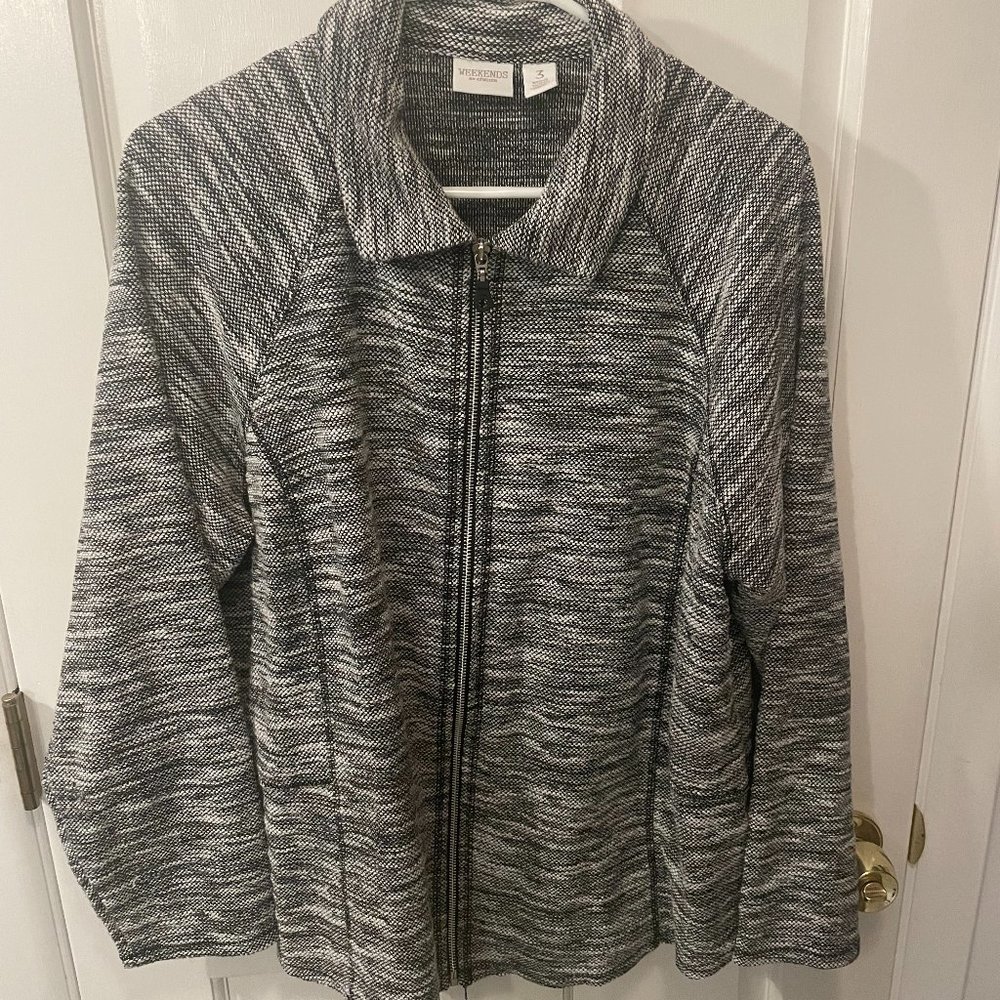 CHICO’s — casual unlined jacket -- black and white -- XL (3)